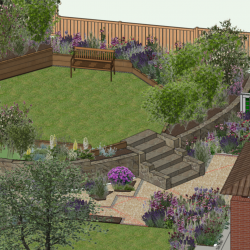 Flora Design - Garden Design -Medium Sloping City Garden - Hereford